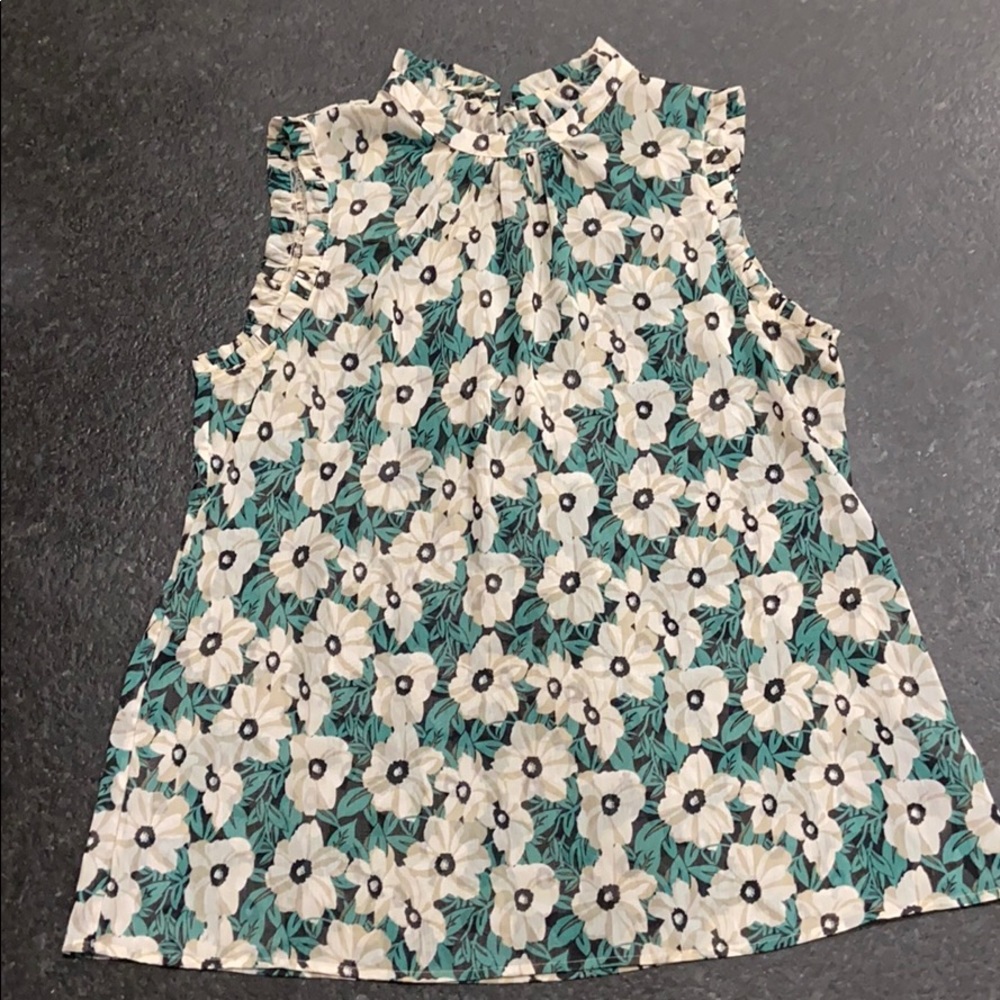 Who What Wear black, floral mock neck tank